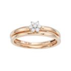 10k Gold 1/10 Carat T.w. Diamond Flower Engagement Ring Set, Women's, White
