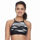 Women's Adidas Painted Palms D-cup Crop Bikini Top, Size: Xl, Black