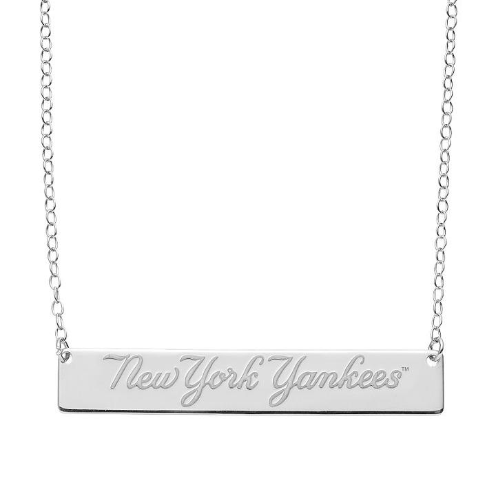 New York Yankees Sterling Silver Bar Necklace, Women's, Size: 16, Grey