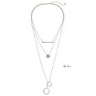 Gs By Gemma Simone Layered Lariat Necklace & Stud Earring Set, Women's, Size: 18, White