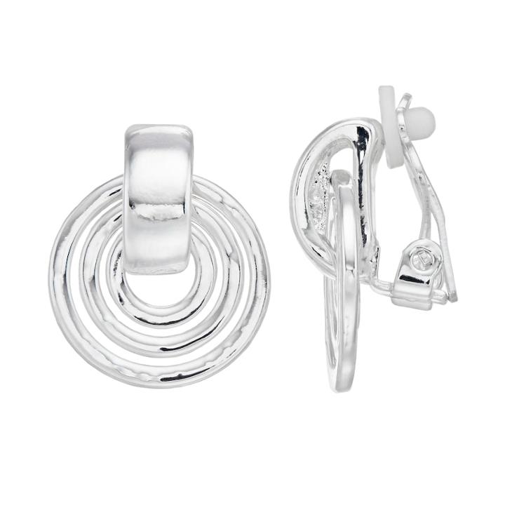 Dana Buchman Doorknocker Clip On Earrings, Women's, Silver