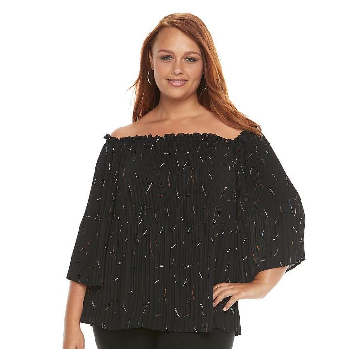 Plus Size Apt. 9&reg; Pleated Off-the-shoulder Top, Women's, Size: 1xl, Black