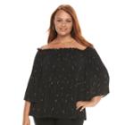 Plus Size Apt. 9&reg; Pleated Off-the-shoulder Top, Women's, Size: 1xl, Black