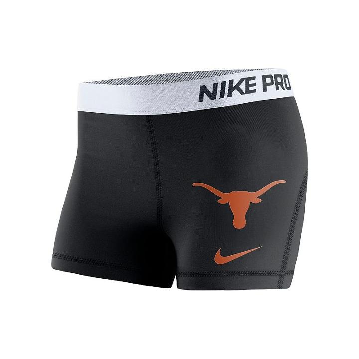 Women's Nike Texas Longhorns Pro 3-inch Shorts, Size: Large, Black