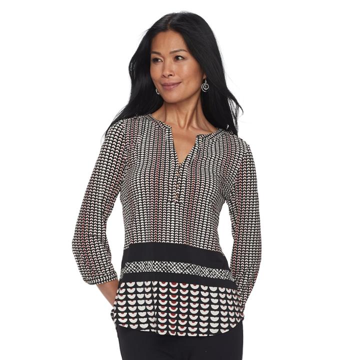 Women's Dana Buchman Knit Henley Top, Size: Large, Dark Red