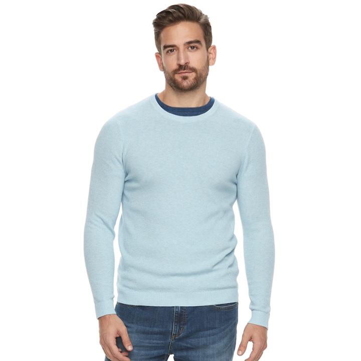 Men's Apt. 9 &reg; Modern-fit Textured Stretch Soft Touch Layering Sweater, Size: Medium, Light Blue