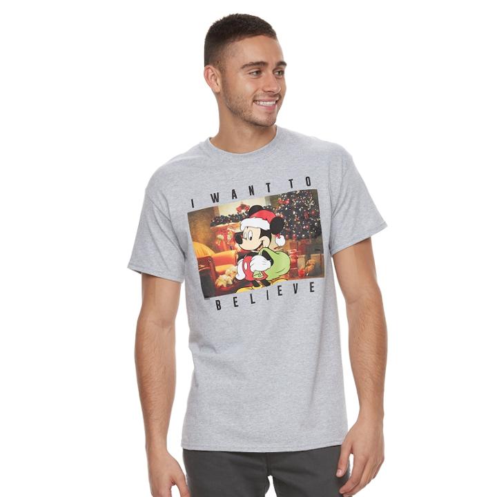 Men's Disney Mickey Mouse I Want To Believe Tee, Size: Small, Med Grey