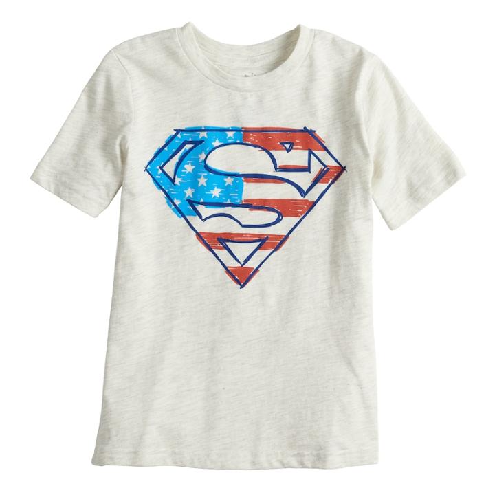 Boys 4-10 Jumping Beans® Patriotic Super-man Logo Graphic Tee, Size: 6, Beige