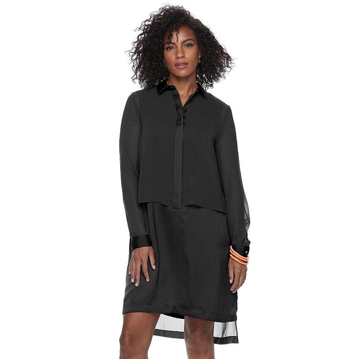 Women's Apt. 9&reg; Layered Shirtdress, Size: Large, Black