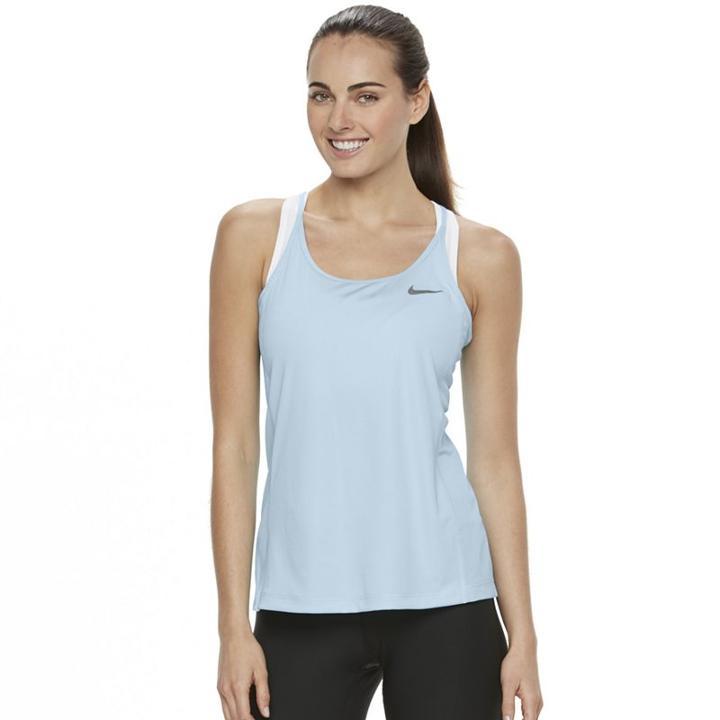 Women's Nike Dri-fit Mesh Racerback Tank Top, Size: Medium, Blue (navy)