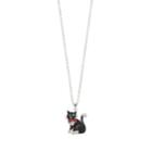 Silver Plated Cat Pendant Necklace, Women's, Size: 18, Black
