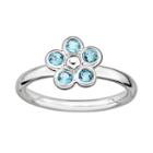Stacks And Stones Sterling Silver Blue Topaz Flower Stack Ring, Women's, Size: 8
