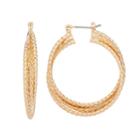 Napier Textured Crisscross Nickel Free Hoop Earrings, Women's, Gold