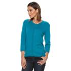 Women's Croft & Barrow&reg; Essential Jersey Cardigan, Size: Medium, Turquoise/blue (turq/aqua)