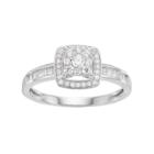 Lovemark 10k White Gold 3/8 Ct. T.w. Diamond Square Halo Engagement Ring, Women's