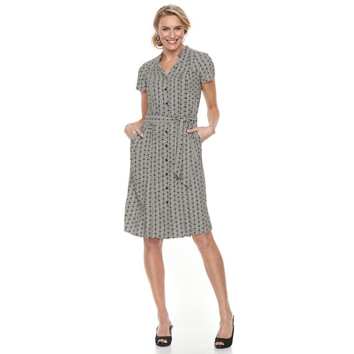 Women's Dana Buchman Notch Collar Dress, Size: Large, Dark Beige