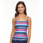 Women's Croft & Barrow&reg; Tummy Slimmer Ruched D-cup Tankini Top, Size: 8, Classic Denim