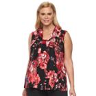 Plus Size Dana Buchman Printed Knot-front Top, Women's, Size: 1xl, Med Red