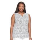 Plus Size Croft & Barrow&reg; Printed Splitneck Tank, Women's, Size: 1xl, Oxford