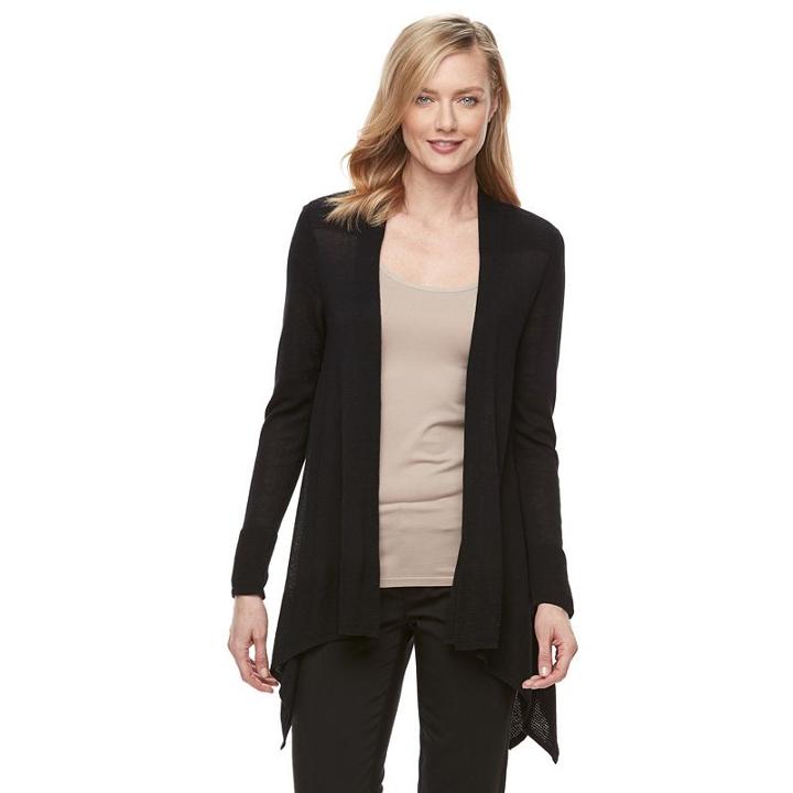 Women's Dana Buchman Shark-bite Cardigan, Size: Xl, Black