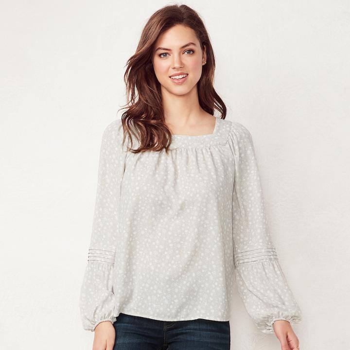 Women's Lc Lauren Conrad Love, Lauren Shirred Peasant Top, Size: Xxl, White