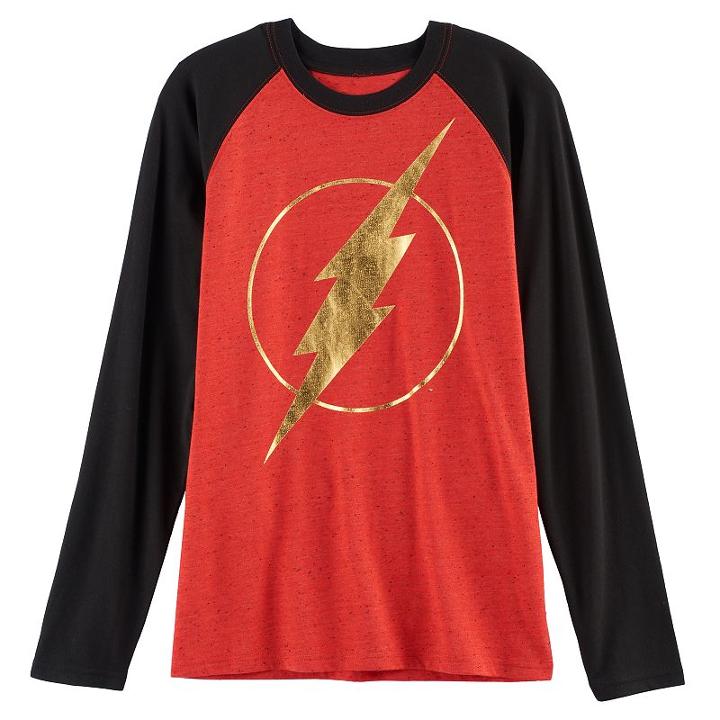 Boys 8-20 Dc Comics The Flash Raglan Tee, Size: Large, Red