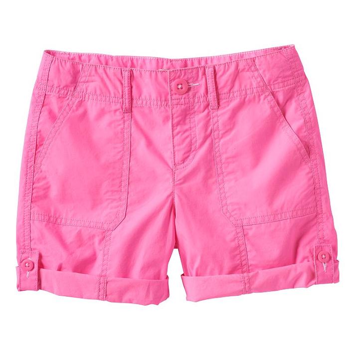 Girls 7-16 & Plus Size So&reg; Roll-tab Neon Solid Utility Bermuda Shorts, Girl's, Size: 12 1/2, Brt Pink