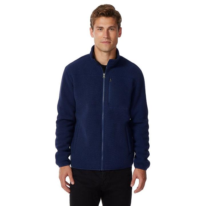 Men's Heat Keep Striped Sherpa-lined Fleece Jacket, Size: Large, Light Blue