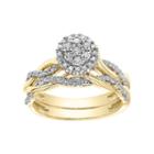 Cherish Always 10k Gold 1/3 Carat T.w. Cluster Halo Engagement Ring Set, Women's, Size: 7.50, White