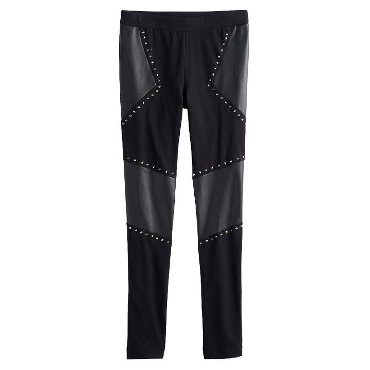 Disney D-signed Descendants 2 Girls 7-16 Studded Moto Leggings, Size: Small, Black