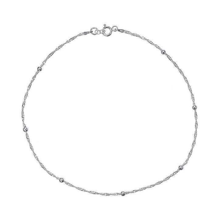 Primrose Sterling Silver Beaded Singapore Chain Bracelet, Women's, Size: 7.5, Grey