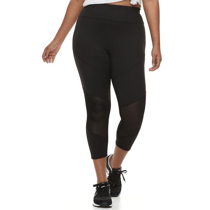Juniors' Plus Size So&reg; Mesh Inset Yoga Capris, Teens, Size: 3xl, Black