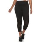 Juniors' Plus Size So&reg; Mesh Inset Yoga Capris, Teens, Size: 3xl, Black