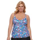 Plus Size Croft & Barrow&reg; Bust Enhancer Twist-front Tankini Top, Women's, Size: 20 W, Med Blue