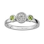 Stacks And Stones Sterling Sterling Silver Peridot And Diamond Accent Stack Ring, Women's, Size: 10, Grey