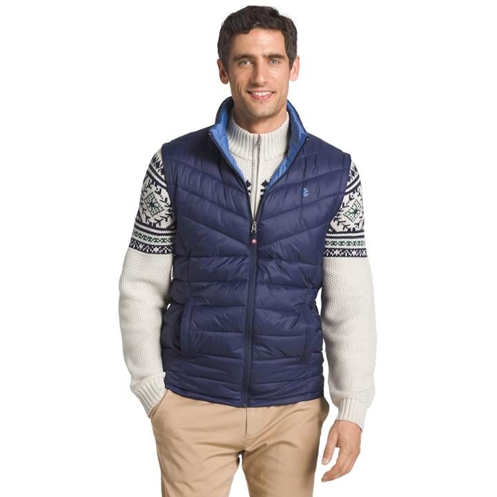 Men's Izod Puffer Vest, Size: Large, Dark Blue
