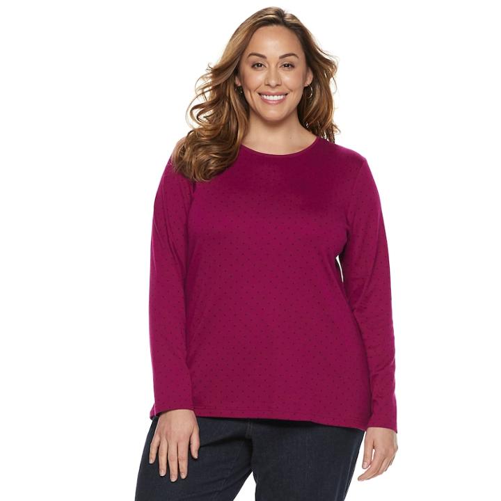 Plus Size Croft & Barrow&reg; Classic Crewneck Tee, Women's, Size: 0x, Dark Pink