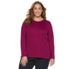 Plus Size Croft & Barrow&reg; Classic Crewneck Tee, Women's, Size: 0x, Dark Pink