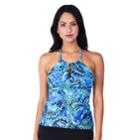 Women's Chaps High-neck Keyhole Halterkini Top, Size: 6, Bimini Paisley