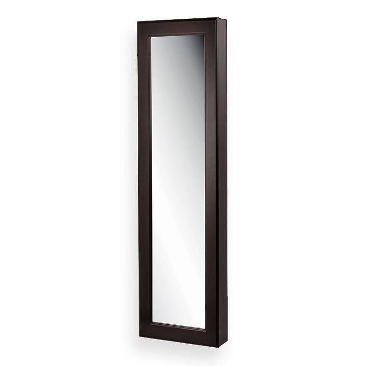 Wooden Mirror And Jewelry Organizer, Brown