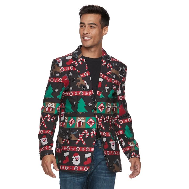 Men's Christmas Blazer, Size: Medium, Black