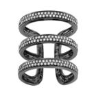 1 Carat T.w. Diamond Black Rhodium-plated Sterling Silver Triple Ring, Women's, Size: 6, White