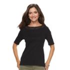 Women's Croft & Barrow&reg; Crochet Tee, Size: Xxl, Black