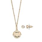 Hello Sunshine Spinning Pendant Necklace & Stud Earring Set, Women's, Gold