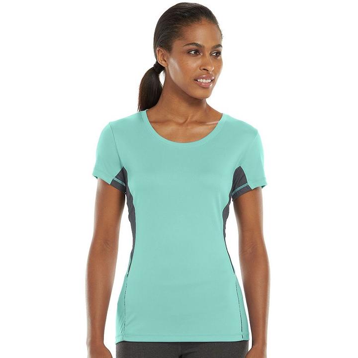 Women's Tek Gear&reg; Base Layer Scoopneck Workout Tee, Size: Large, Lt Green