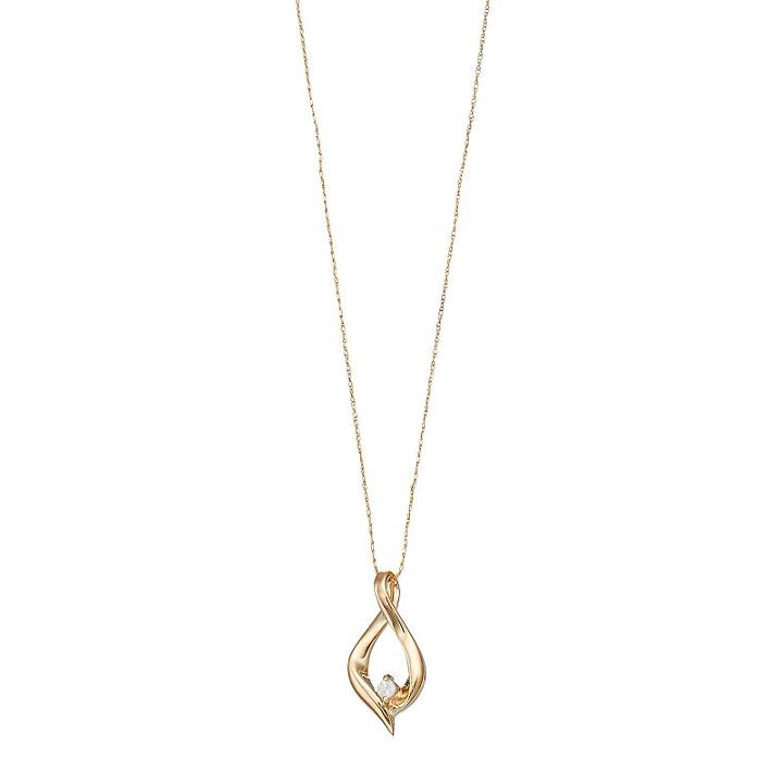 10k Gold Diamond Accent Swirl Pendant, Women's, Size: 18, White