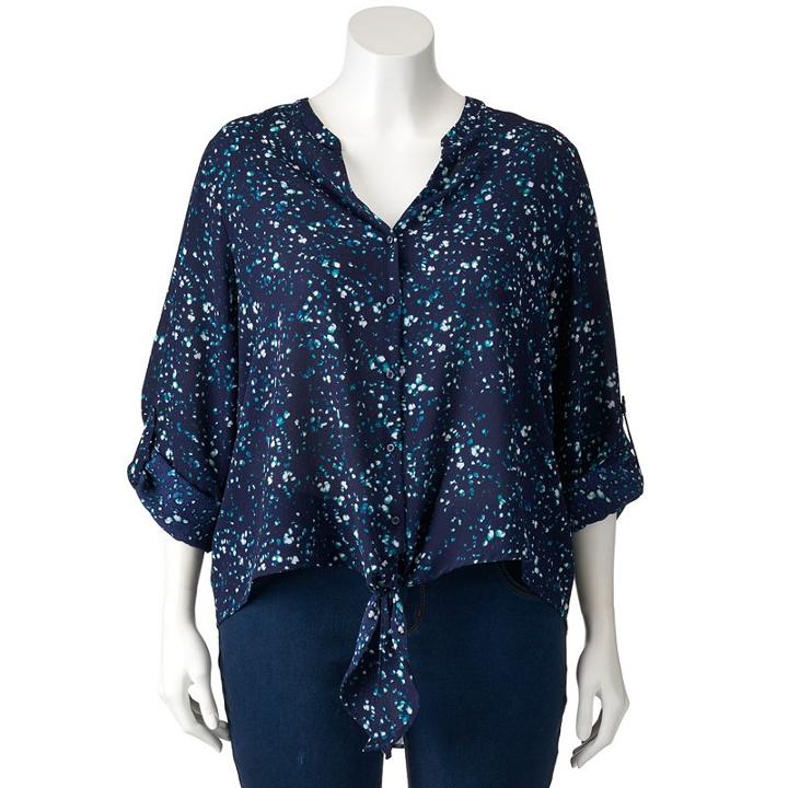 Plus Size Apt. 9&reg; Textured High-low Blouse, Women's, Size: 0x, Dark Blue