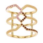 Brilliance Gold Tone Swarovski Crystal Geometric Ring, Women's, Size: 7, Multicolor