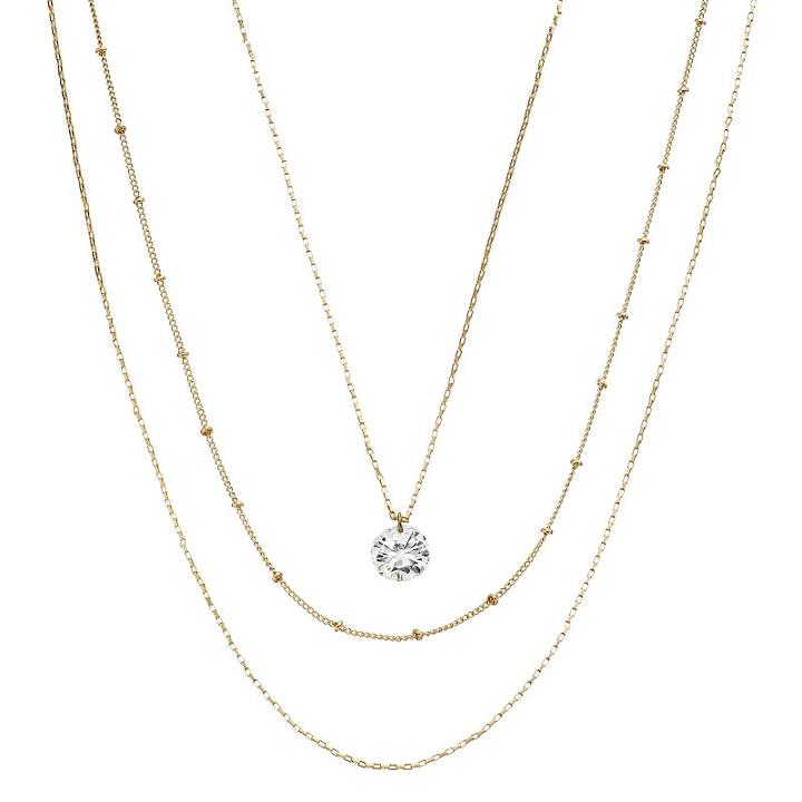 Lc Lauren Conrad Simulated Crystal Gold Tone Multi Strand Necklace, Women's