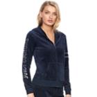Women's Juicy Couture Embellished Hoodie Jacket, Size: Large, Blue (navy)